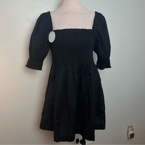 Hill House Black Mini Dress with Puff Sleeves